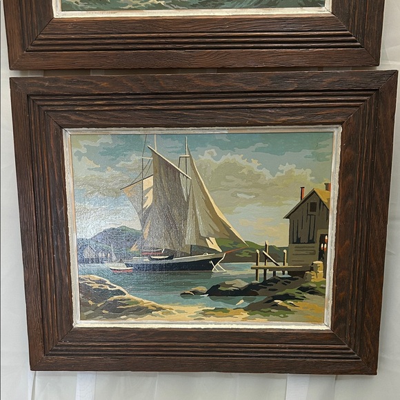 Vintage Nautical Paint-By-Number Set – Sailboat Ocean Scenes Framed Art - Picture 3 of 9